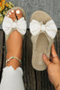 ✨ White Stitched Bow Decor Woven Flip Flop Sandals – Elegant Everyday Comfort ✨.