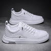 White Trendy Casual Sneakers, Sports Microfiber Leather Men's Shoes, Live Delivery.
