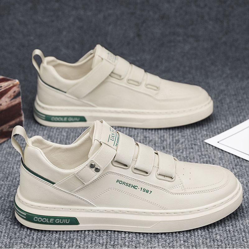 Trendy Men's White Leather Sneakers - Comfort & Style.