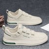 Trendy Men's White Leather Sneakers - Comfort & Style.
