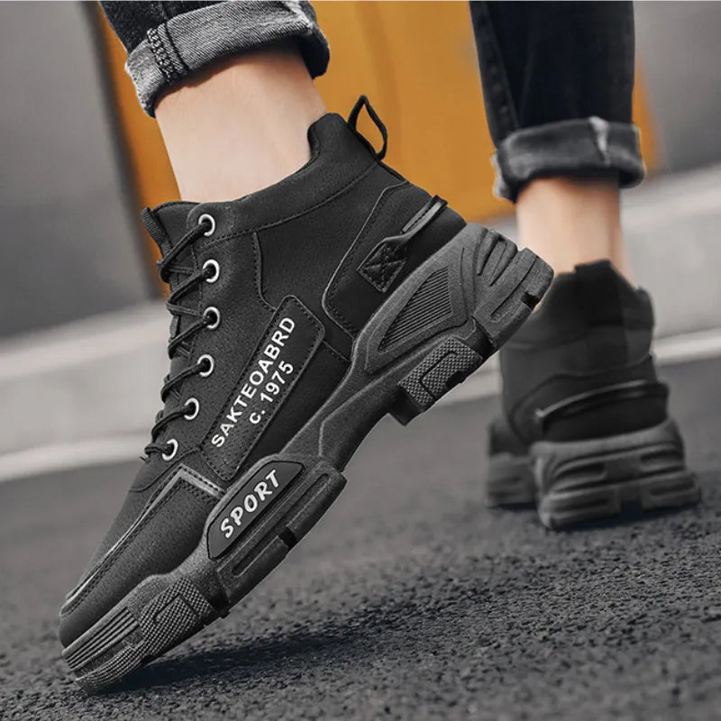 Men's High Top Motorcycle Boots - Stylish & Durable.