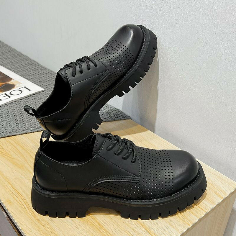 Men's Summer Loafers – Breathable Leather Lace-Up Shoes.