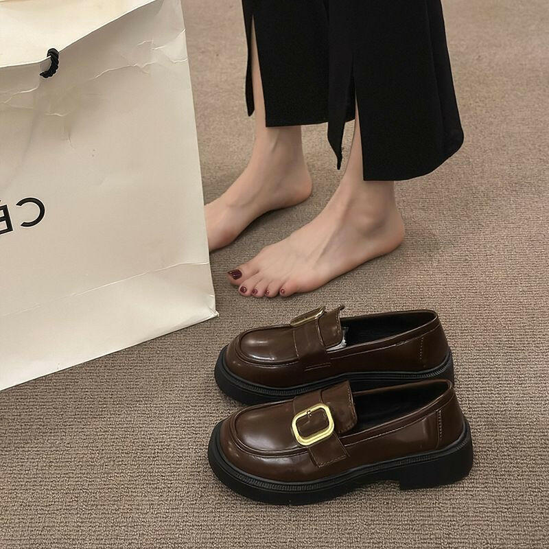 British Style Mary Jane Loafers – Round Toe Leather Shoes for Women.