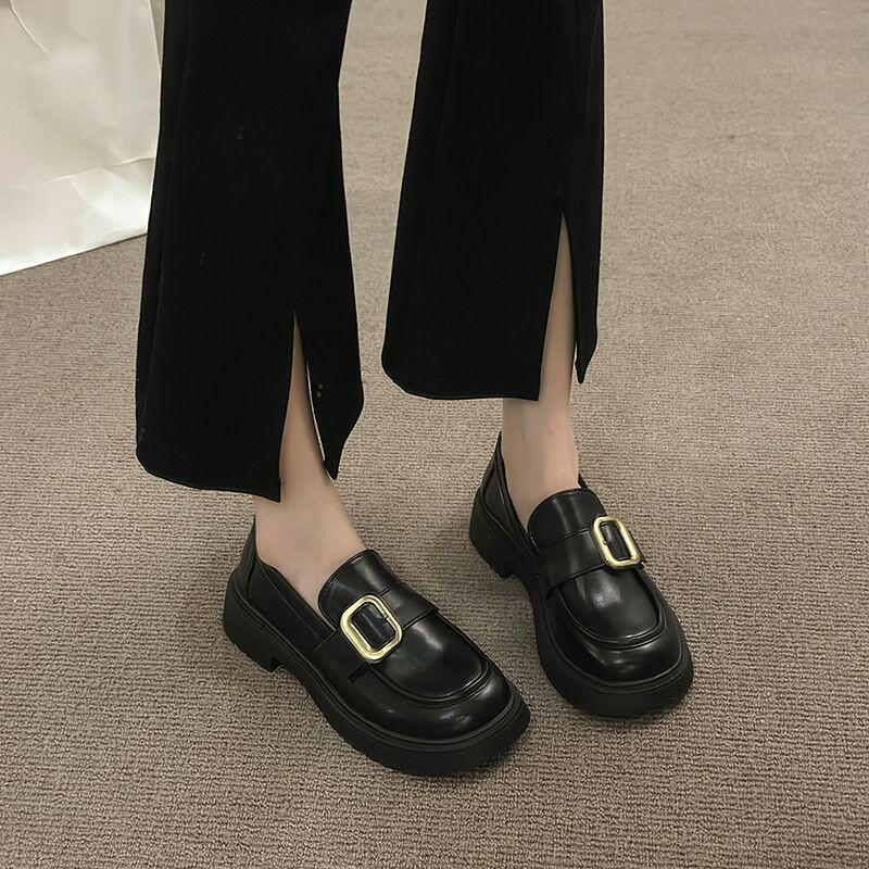 British Style Mary Jane Loafers – Round Toe Leather Shoes for Women.