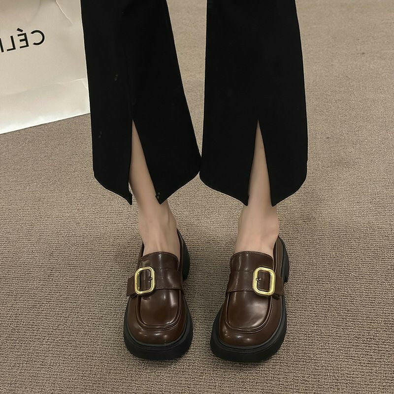 British Style Mary Jane Loafers – Round Toe Leather Shoes for Women.