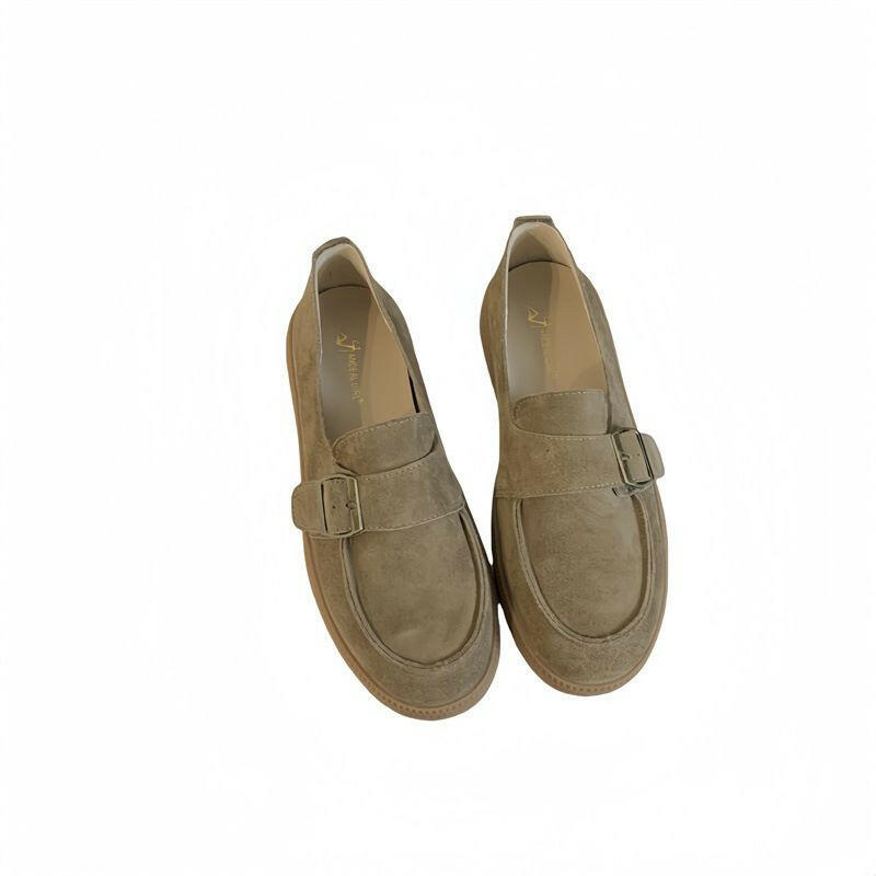 2024 Autumn/Winter New British Style Round Head Genuine Thick Soft Bottom With Buckle, Small Leather Shoes, One Step.