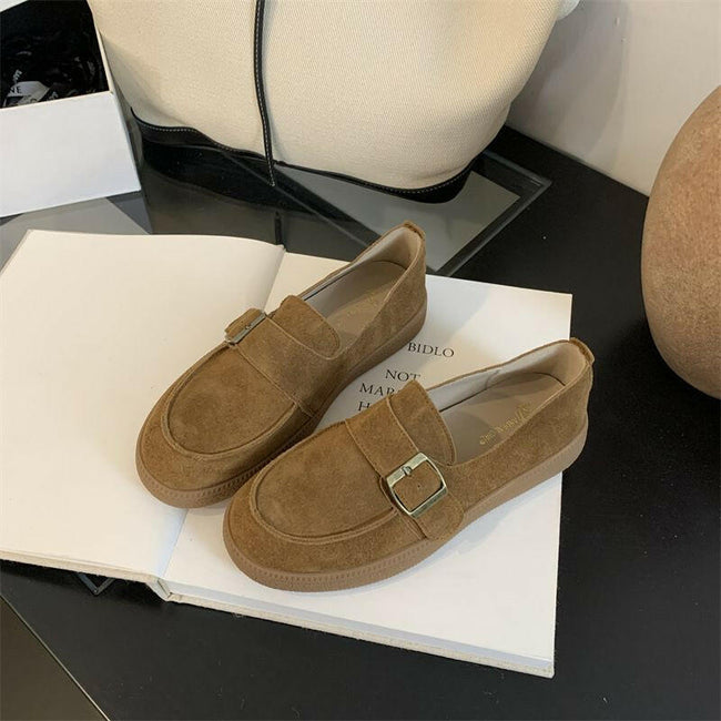 2024 Autumn/Winter New British Style Round Head Genuine Thick Soft Bottom With Buckle, Small Leather Shoes, One Step.