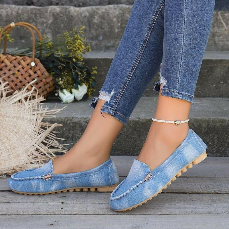 Denim Beanie Slip-On Shoes for Women.