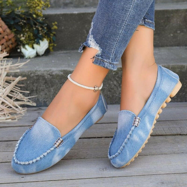 Denim Beanie Slip-On Shoes for Women.