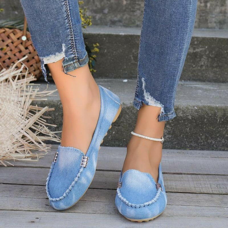 Denim Beanie Slip-On Shoes for Women.