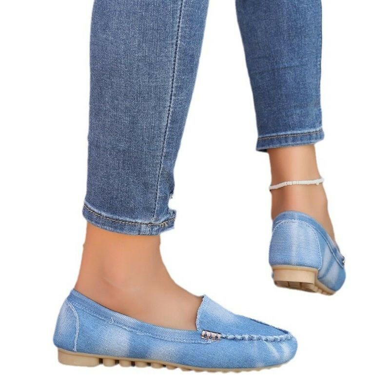Denim Beanie Slip-On Shoes for Women.