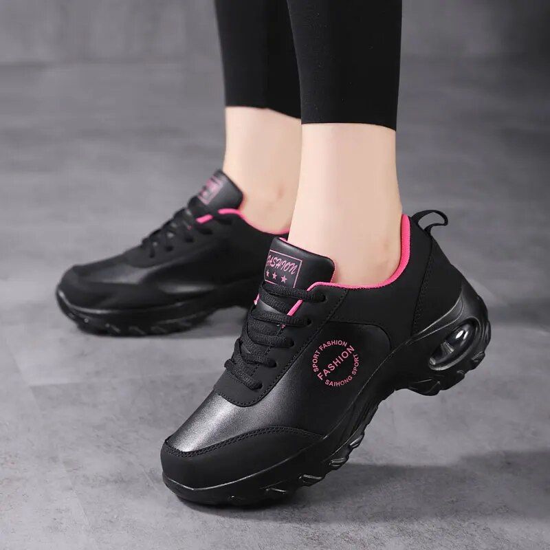 Stylish Black High Platform Sneakers for Women.