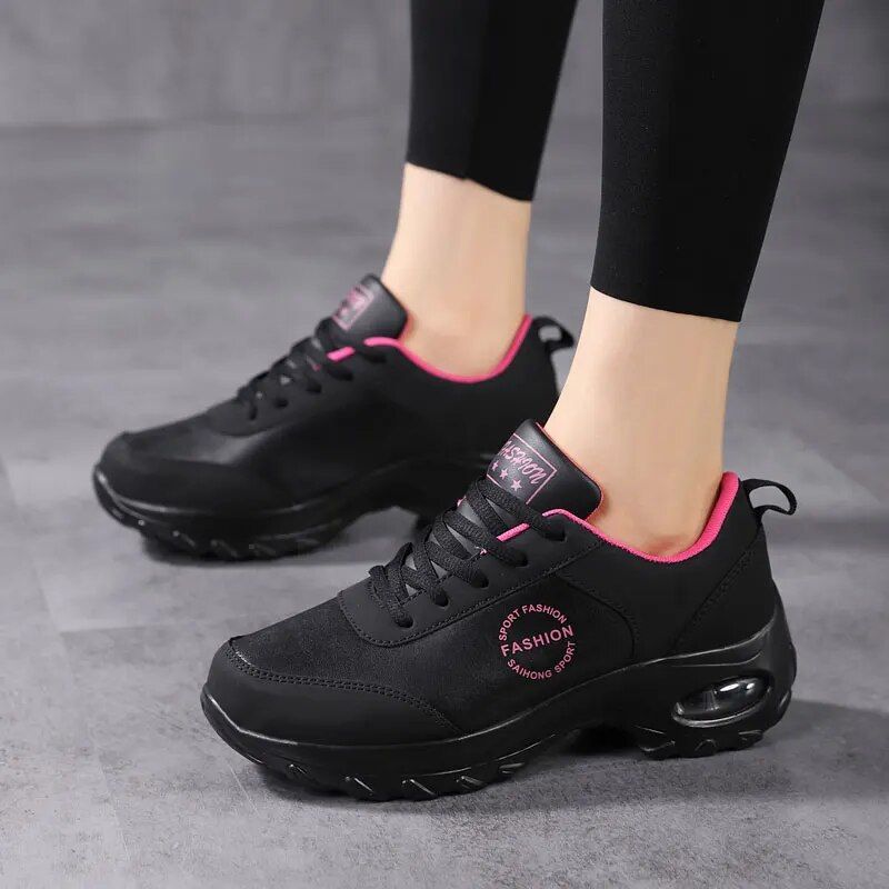 Stylish Black High Platform Sneakers for Women.