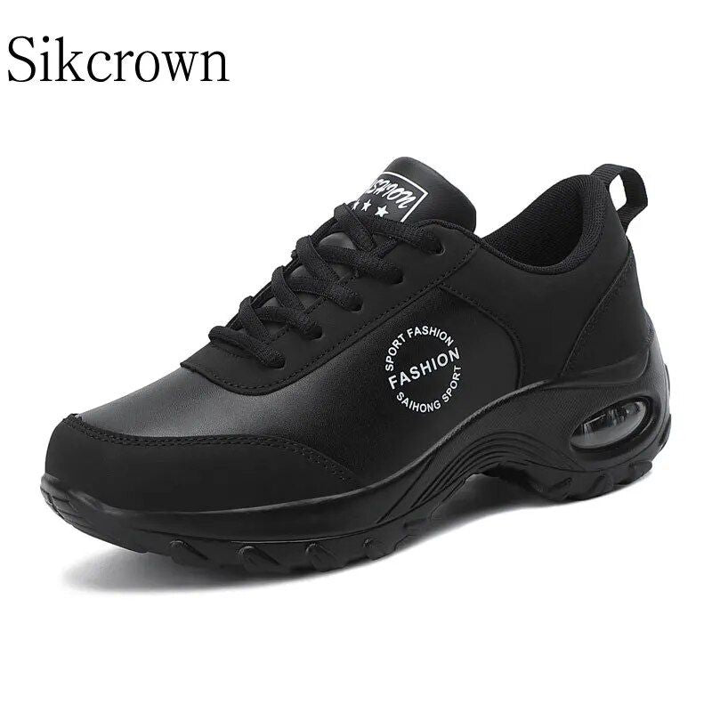 Stylish Black High Platform Sneakers for Women.