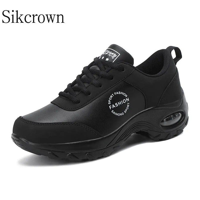 Stylish Black High Platform Sneakers for Women.