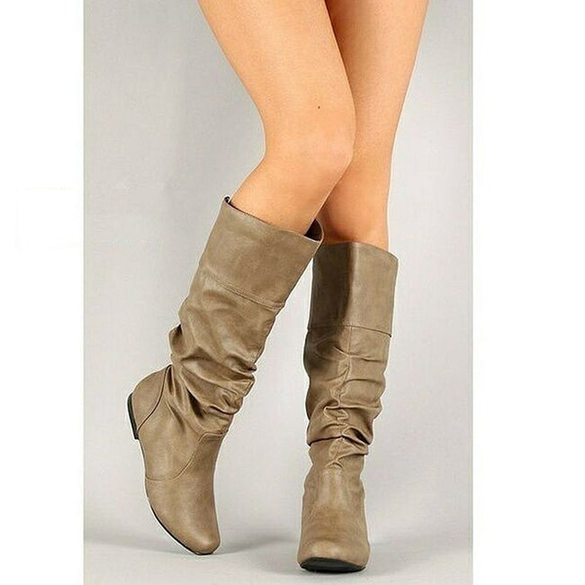 White Punk Knee High Leather Boots.
