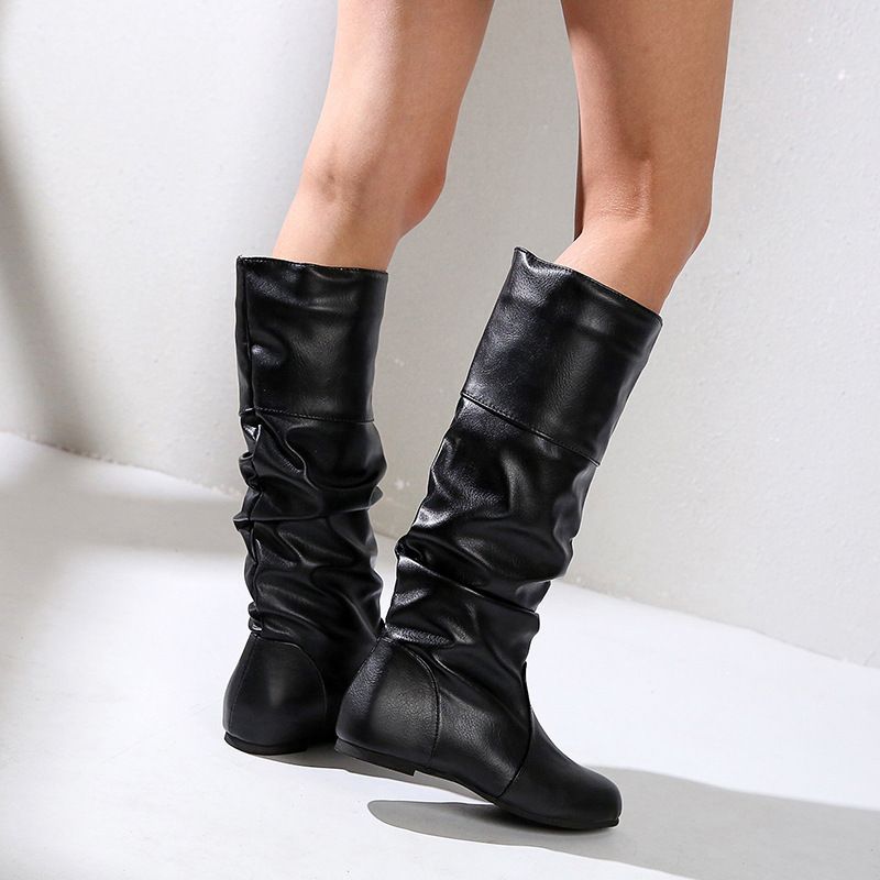 White Punk Knee High Leather Boots.