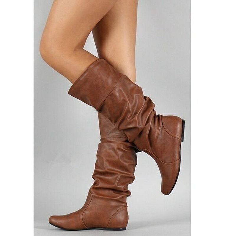 White Punk Knee High Leather Boots.
