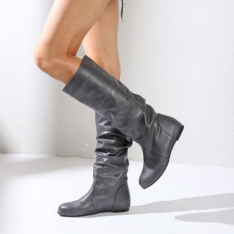 White Punk Knee High Leather Boots.