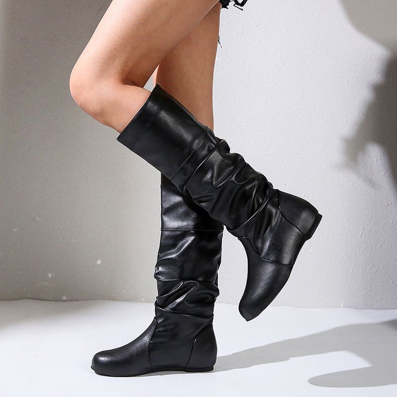 White Punk Knee High Leather Boots.