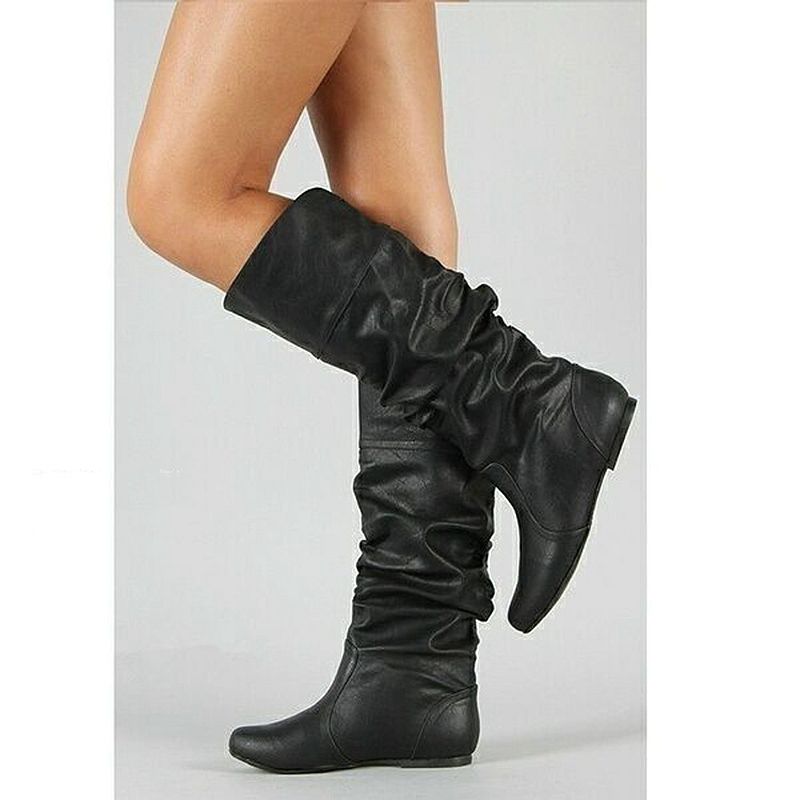 White Punk Knee High Leather Boots.