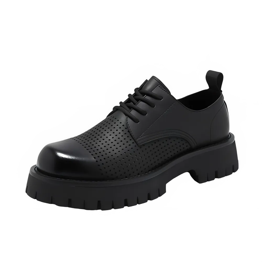 Men's Summer Loafers – Breathable Leather Lace-Up Shoes.