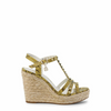 Laura Biagiotti Yellow Snakeskin Wedge Sandals.