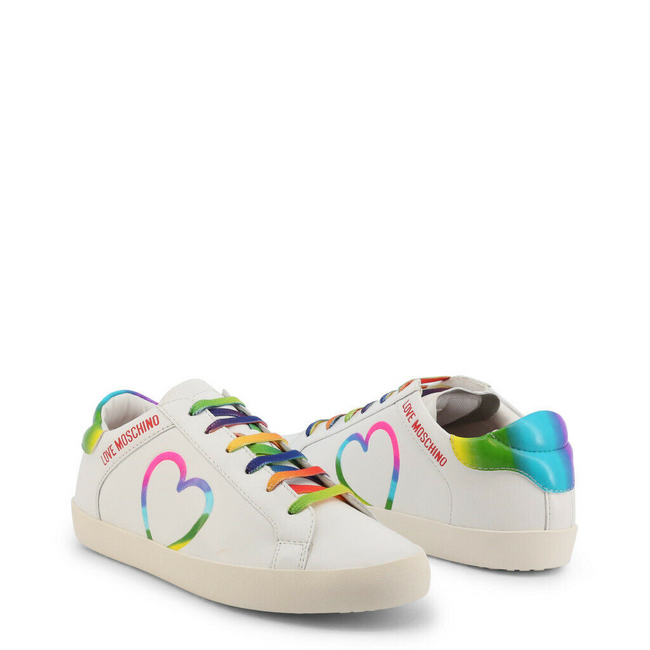 Rainbow Heart Sneakers by Love Moschino.