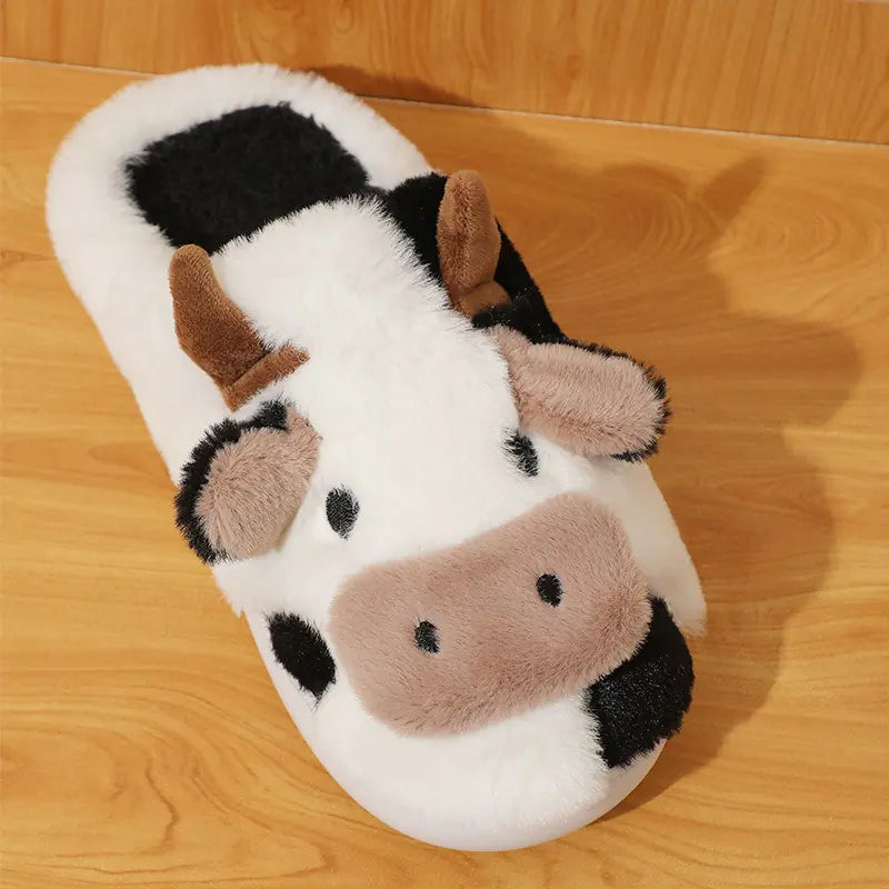 Women's Cute Cow Plush Slippers - Cozy Indoor Footwear | Signature Step