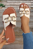 ✨ White Metal Buckle One Strap Flat Casual Sandals – Chic Everyday Comfort ✨.