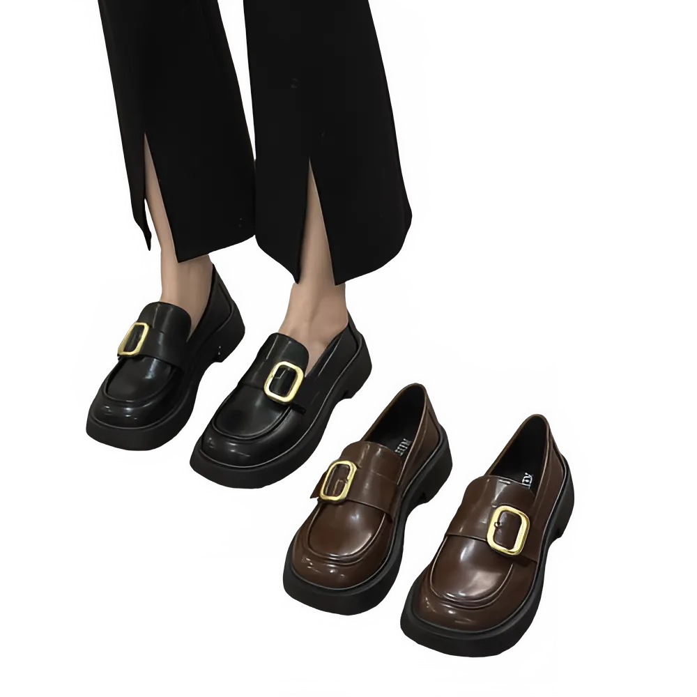 British Style Mary Jane Loafers – Round Toe Leather Shoes for Women.