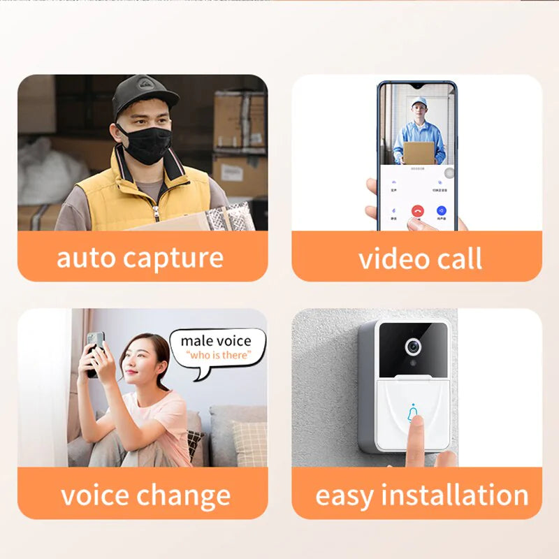 Smart WiFi Video Doorbell 1080P HD Camera - Night Vision Intercom Security System with 166° Wide Angle