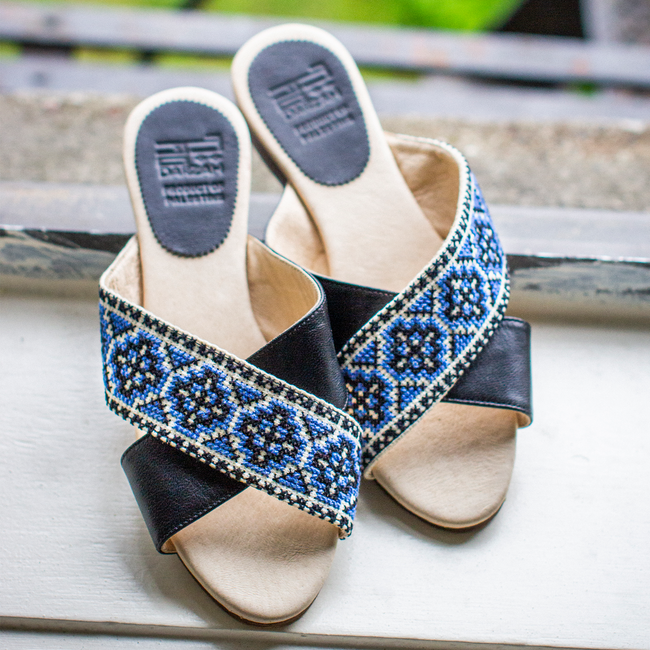 Mona Cross Strap Sandal | Handmade Palestinian Embroidered Summer Sandals.