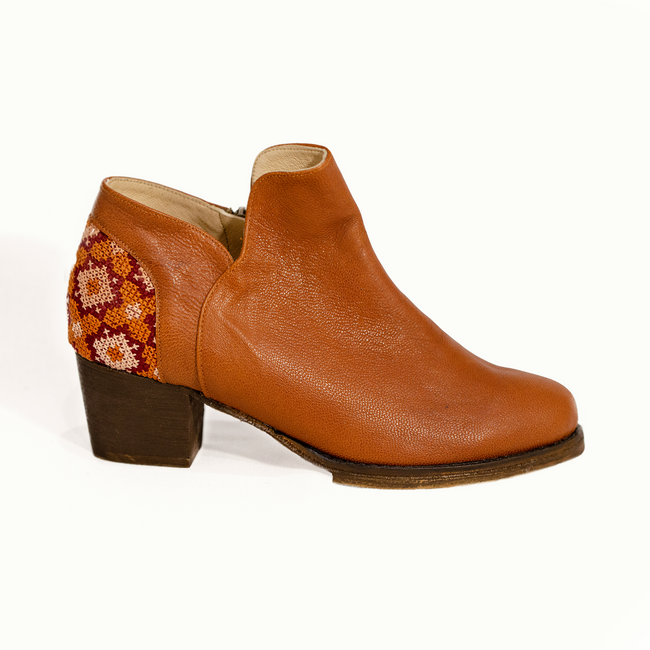 Nasrin Ankle Boot – Brown Leather Women’s Shoes | Handcrafted in Palestine.