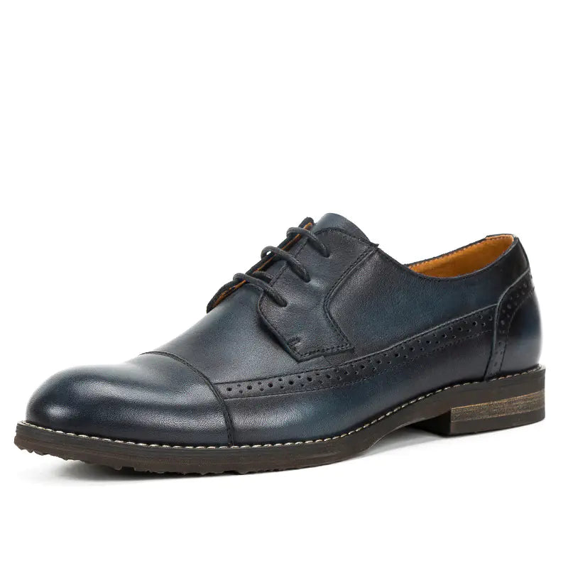 British Casual Leather Shoes for Men – Cowhide Round Toe Footwear.