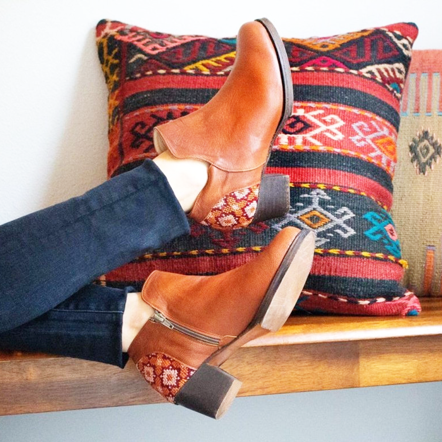 Nasrin Ankle Boot – Brown Leather Women’s Shoes | Handcrafted in Palestine.
