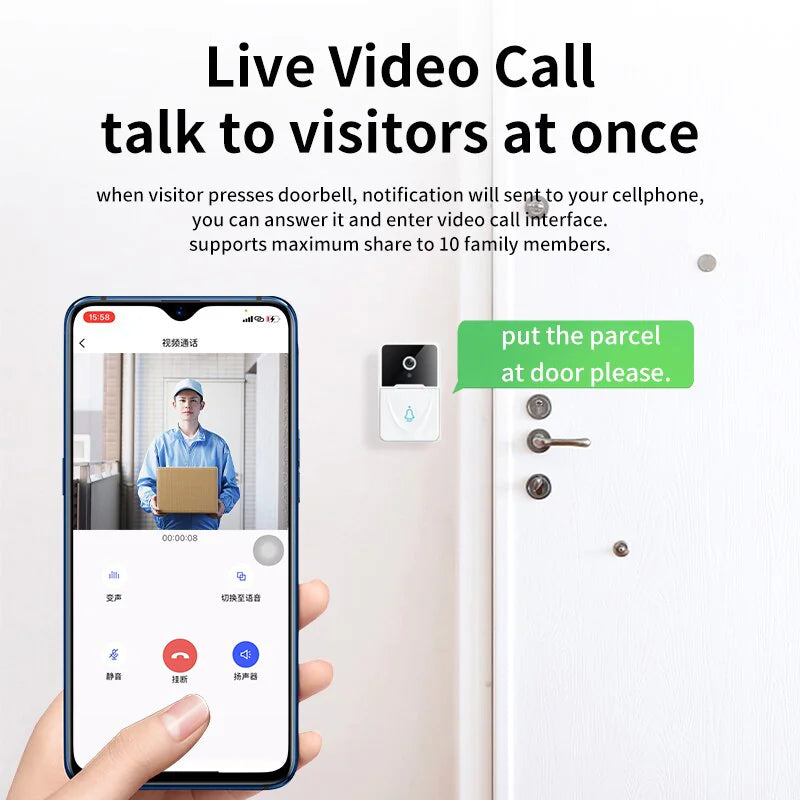 Smart WiFi Video Doorbell 1080P HD Camera - Night Vision Intercom Security System with 166° Wide Angle