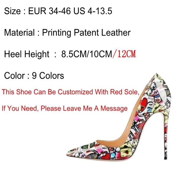 Women's Stiletto Pumps – Pointed Toe Patent Leather High Heels  7 Colors.
