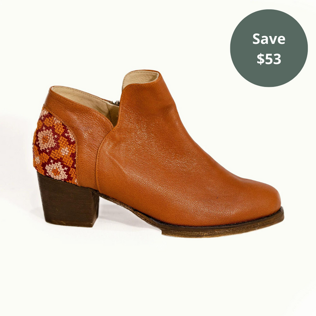 Nasrin Ankle Boot – Brown Leather Women’s Shoes | Handcrafted in Palestine.