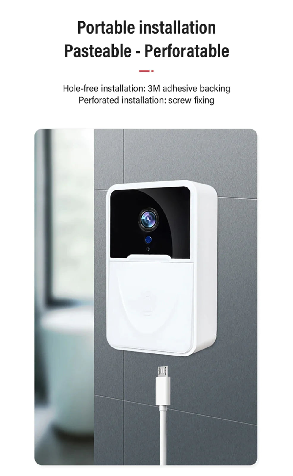 Smart WiFi Video Doorbell 1080P HD Camera - Night Vision Intercom Security System with 166° Wide Angle