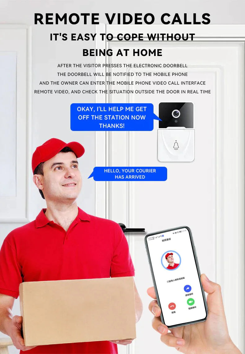 Smart WiFi Video Doorbell 1080P HD Camera - Night Vision Intercom Security System with 166° Wide Angle