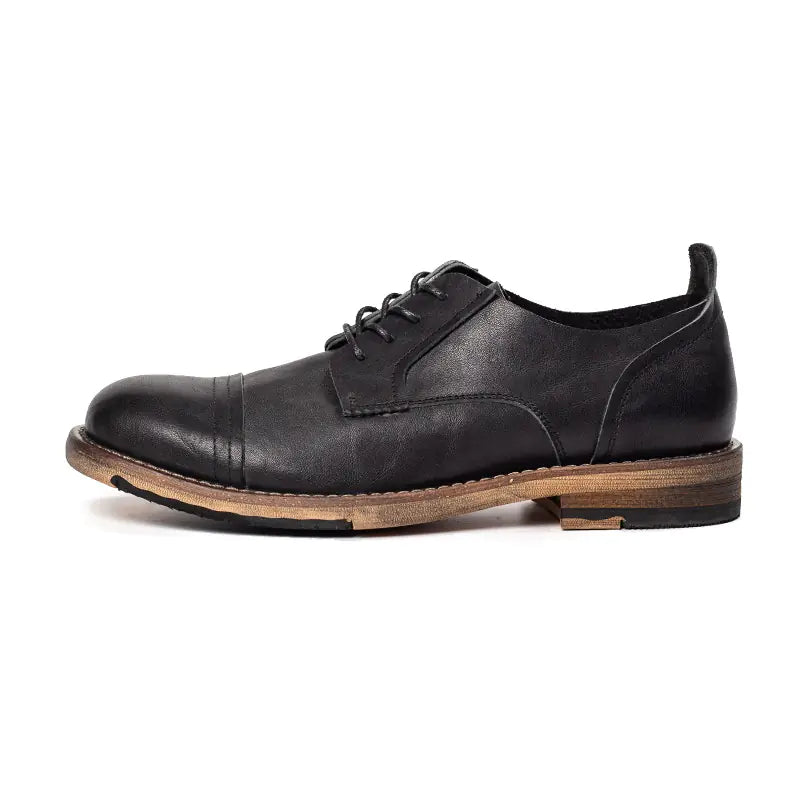 British Casual Leather Shoes for Men – Cowhide Round Toe Footwear.