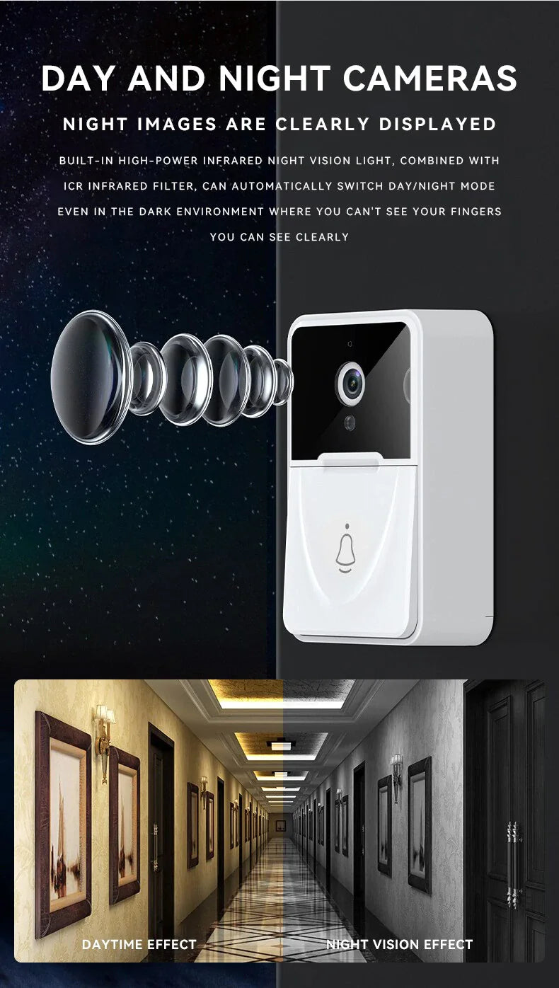 Smart WiFi Video Doorbell 1080P HD Camera - Night Vision Intercom Security System with 166° Wide Angle