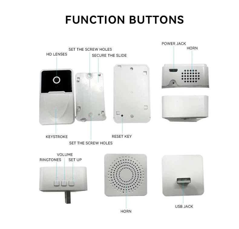 Smart WiFi Video Doorbell 1080P HD Camera - Night Vision Intercom Security System with 166° Wide Angle