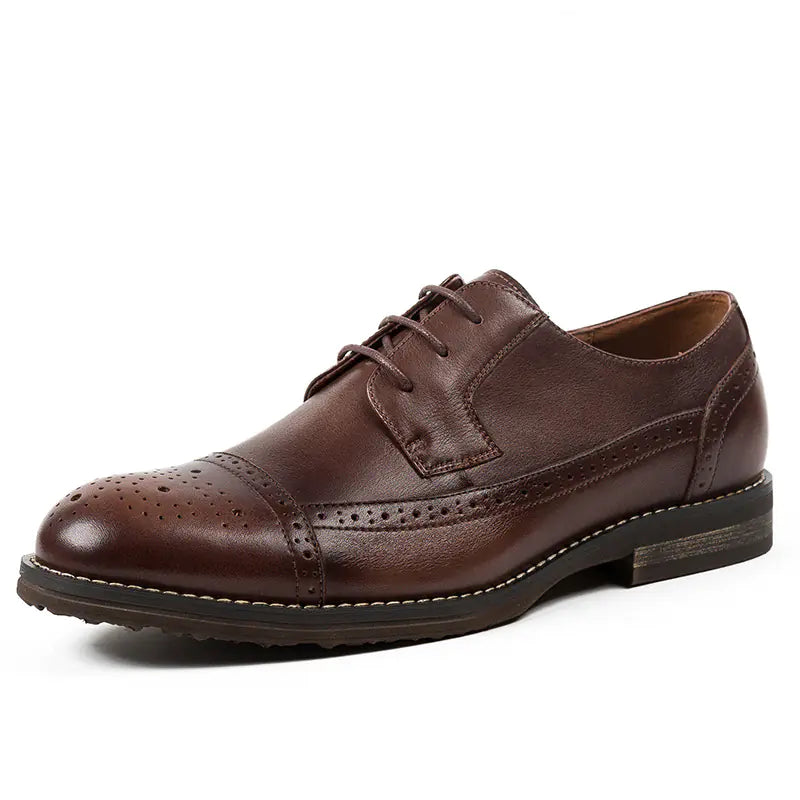 British Casual Leather Shoes for Men – Cowhide Round Toe Footwear.